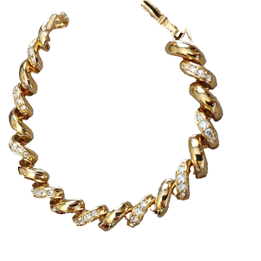 Vintage Signed‎ Joan Rivers Gold tone & rhinestone Bracelet and Earrings